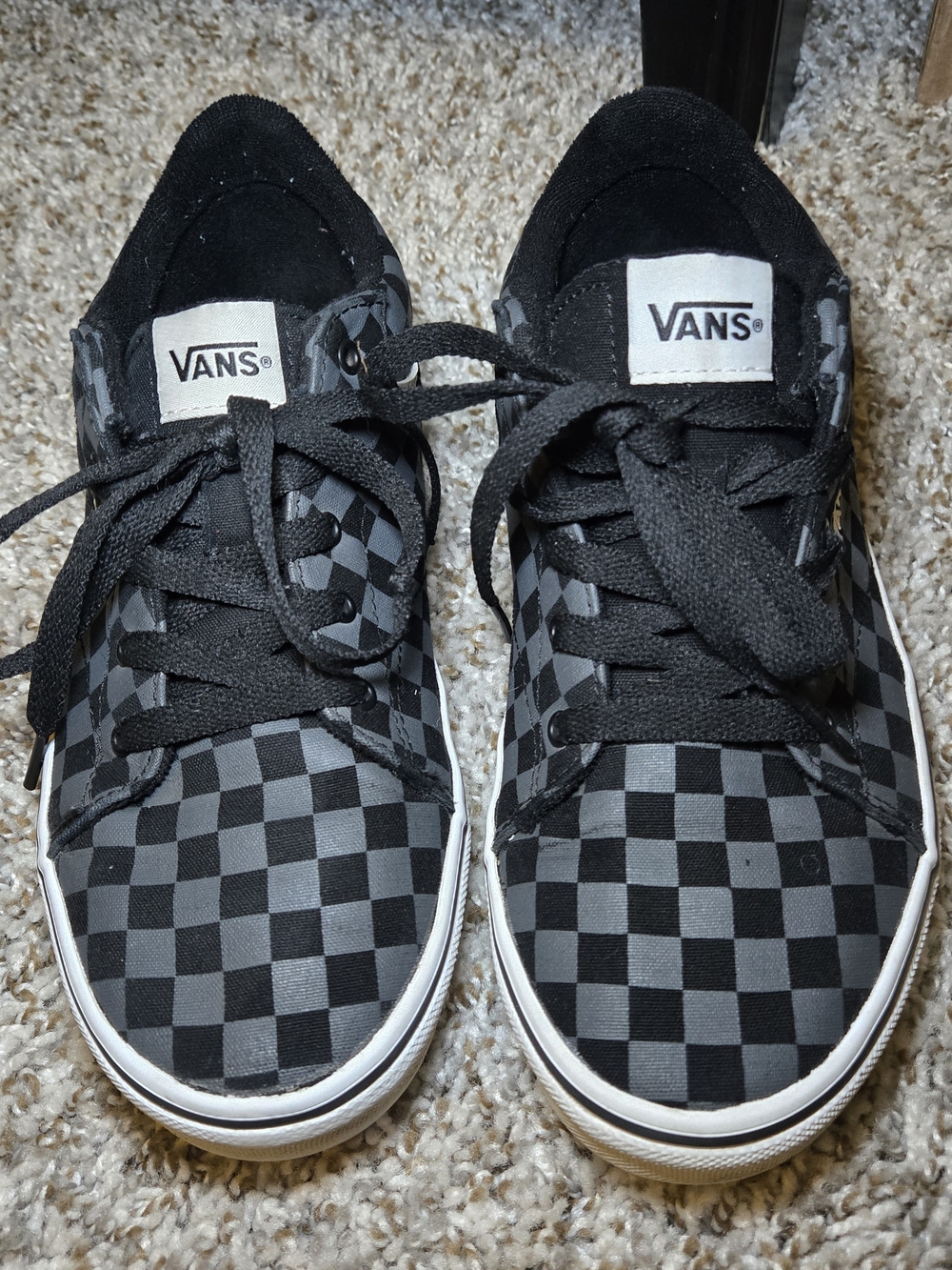 Vans Kids Checkerboard Lace-Up Sneakers - Black/Gray